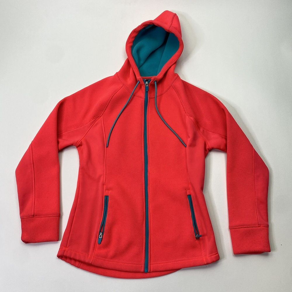 SWISS TECH Womens Knit Hooded Jacket Neon Red‎ Teal Size Small 4-6